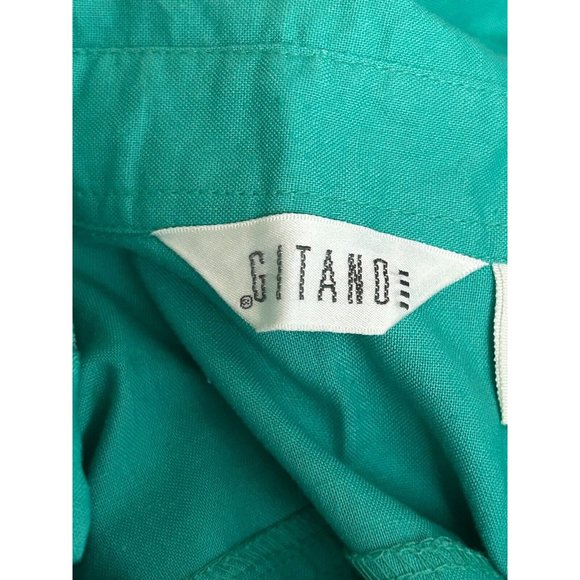 Gitano Green Cotton Linen Button Up Pockets Women's Shirt Size Small Vintage 80s - Picture 5 of 7
